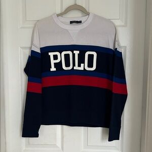 Polo by Ralph Lauren women’s White, Blue, and Red Crewneck Sweater